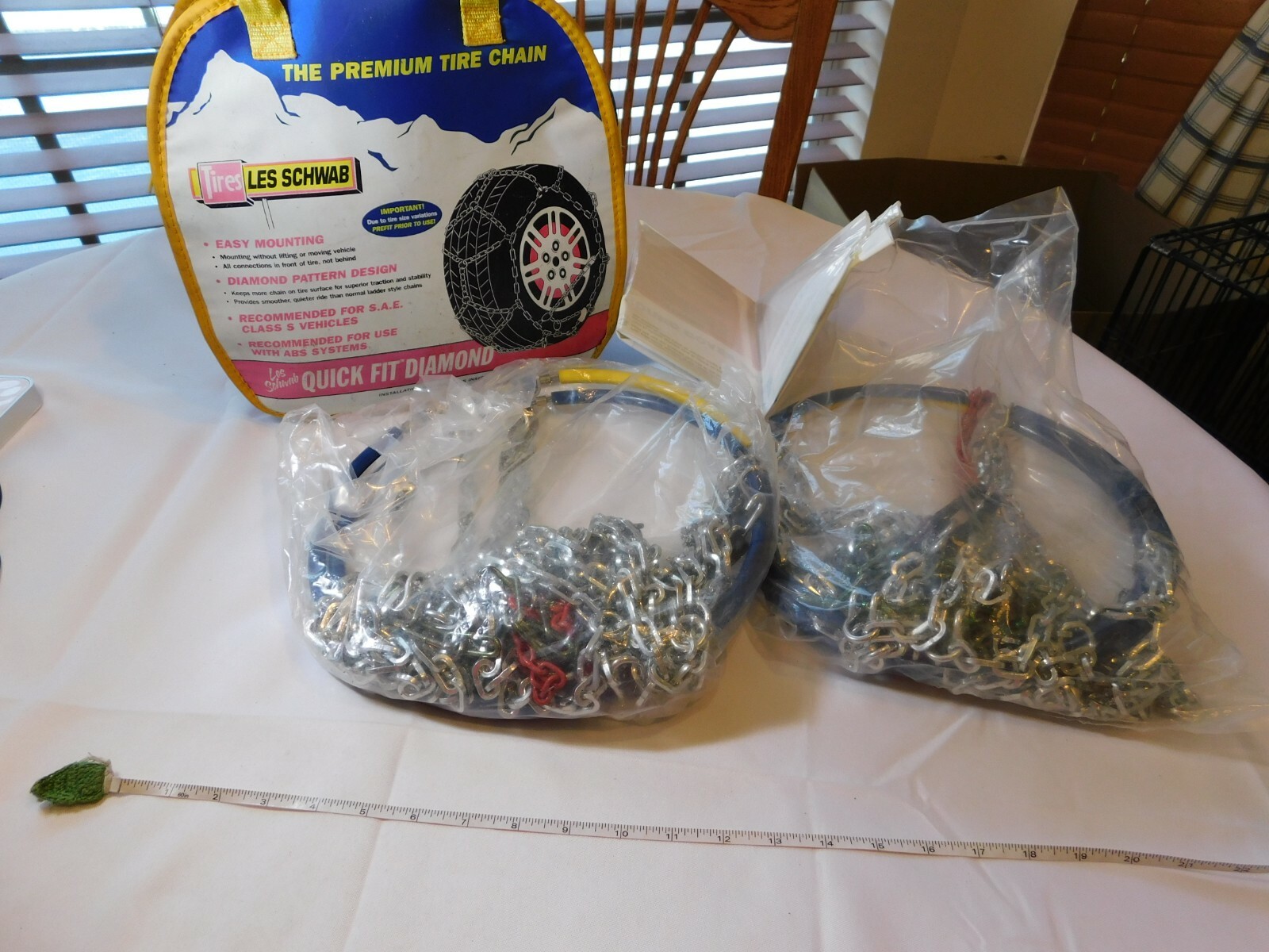 Les Schwab Quick Fit Premium Tire Snow Chains 1555-s NOS dirty bag diamond