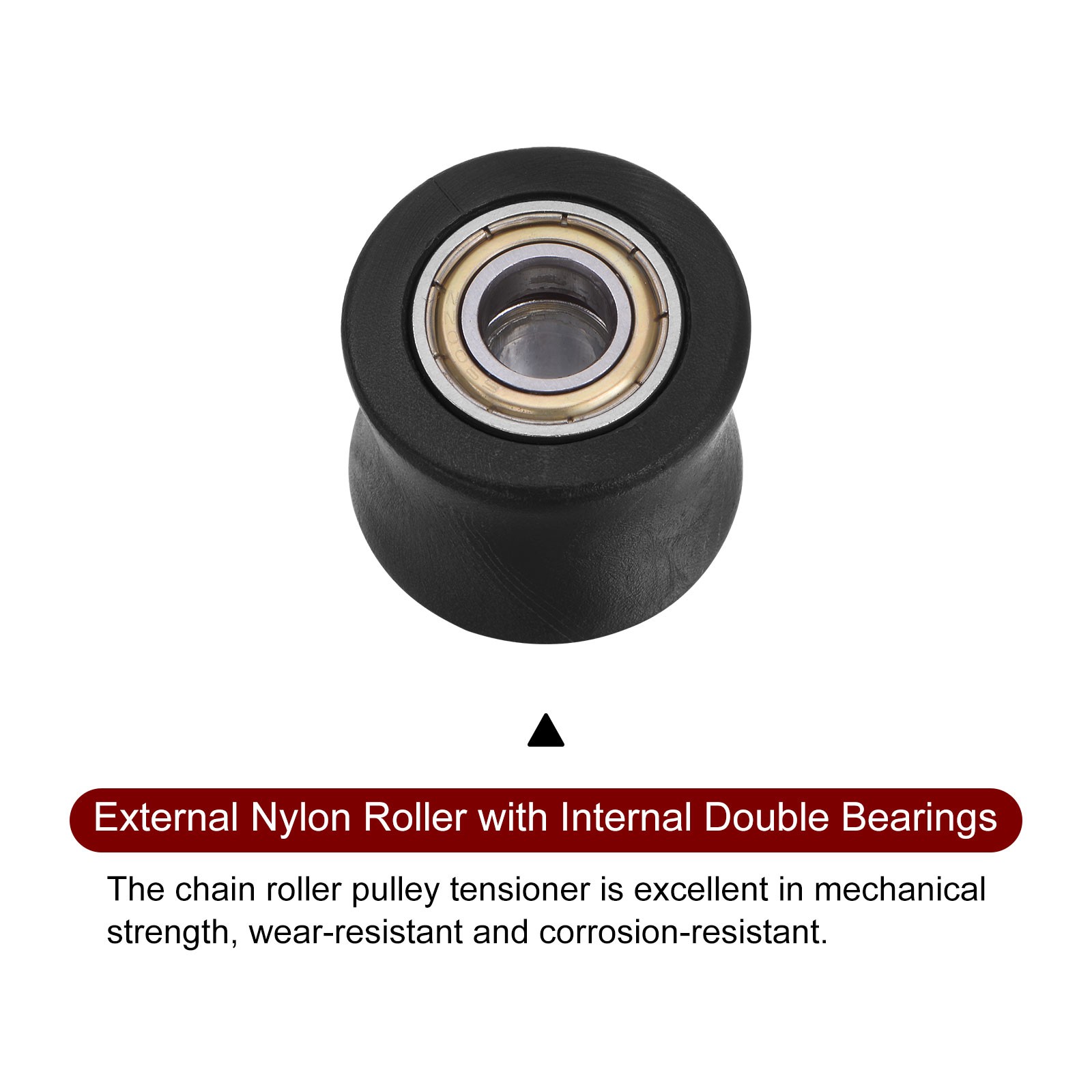 Chain Roller Pulley Tensioner 10mm Concave Type Guide Wheel Slider Black