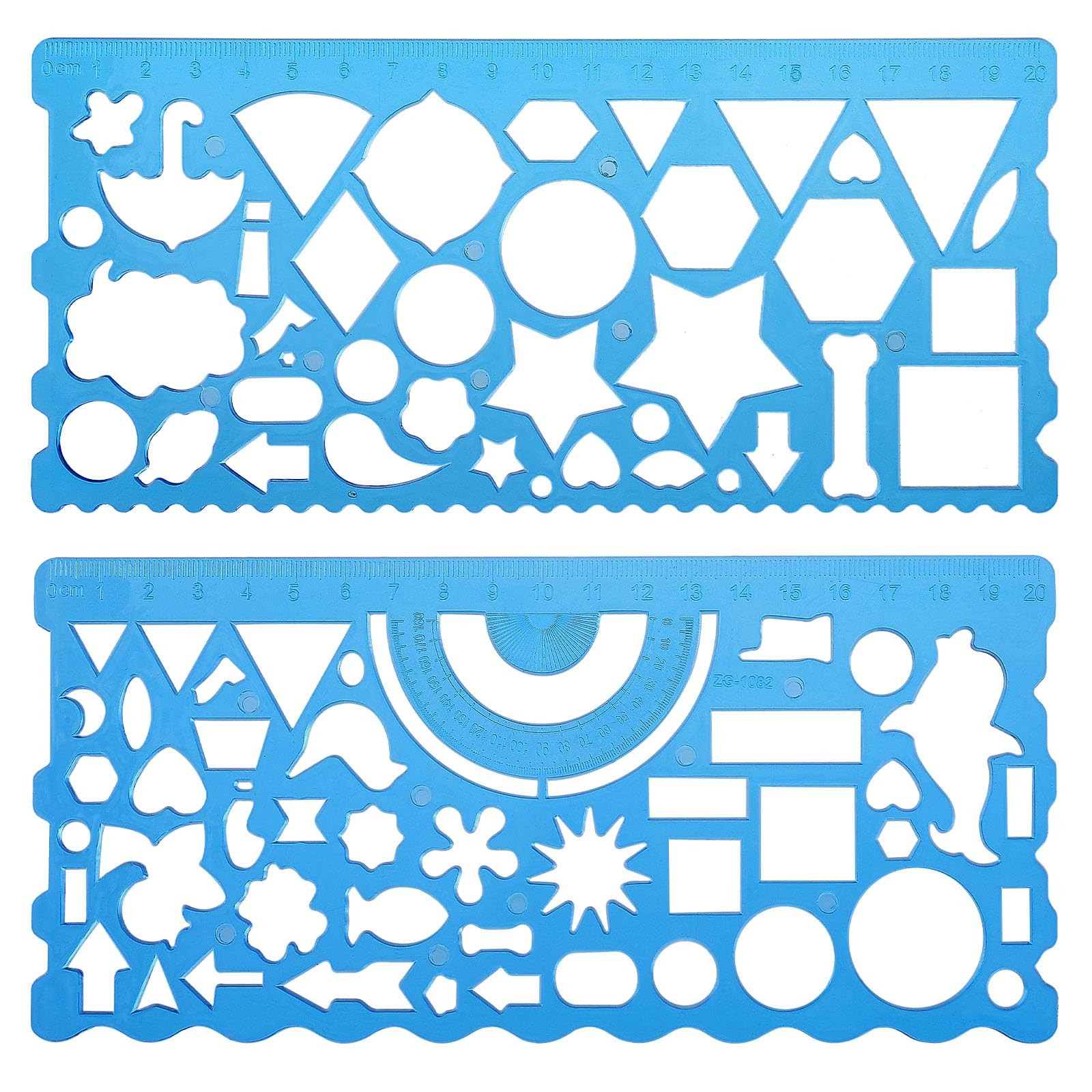 JIEYAO 2 Pcs Geometric Drawings Templates, 8.26 x 3.74 inches, Blue