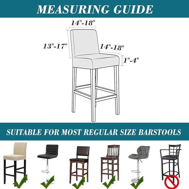 Stretch Bar Stool Covers Backrest Protector Chair Slipcovers Machine Washable US