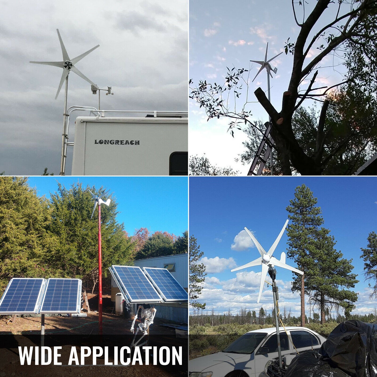 2 Sets Wind Turbines Generator 3000W Max Power W/ Charge Controller Windmill 48V