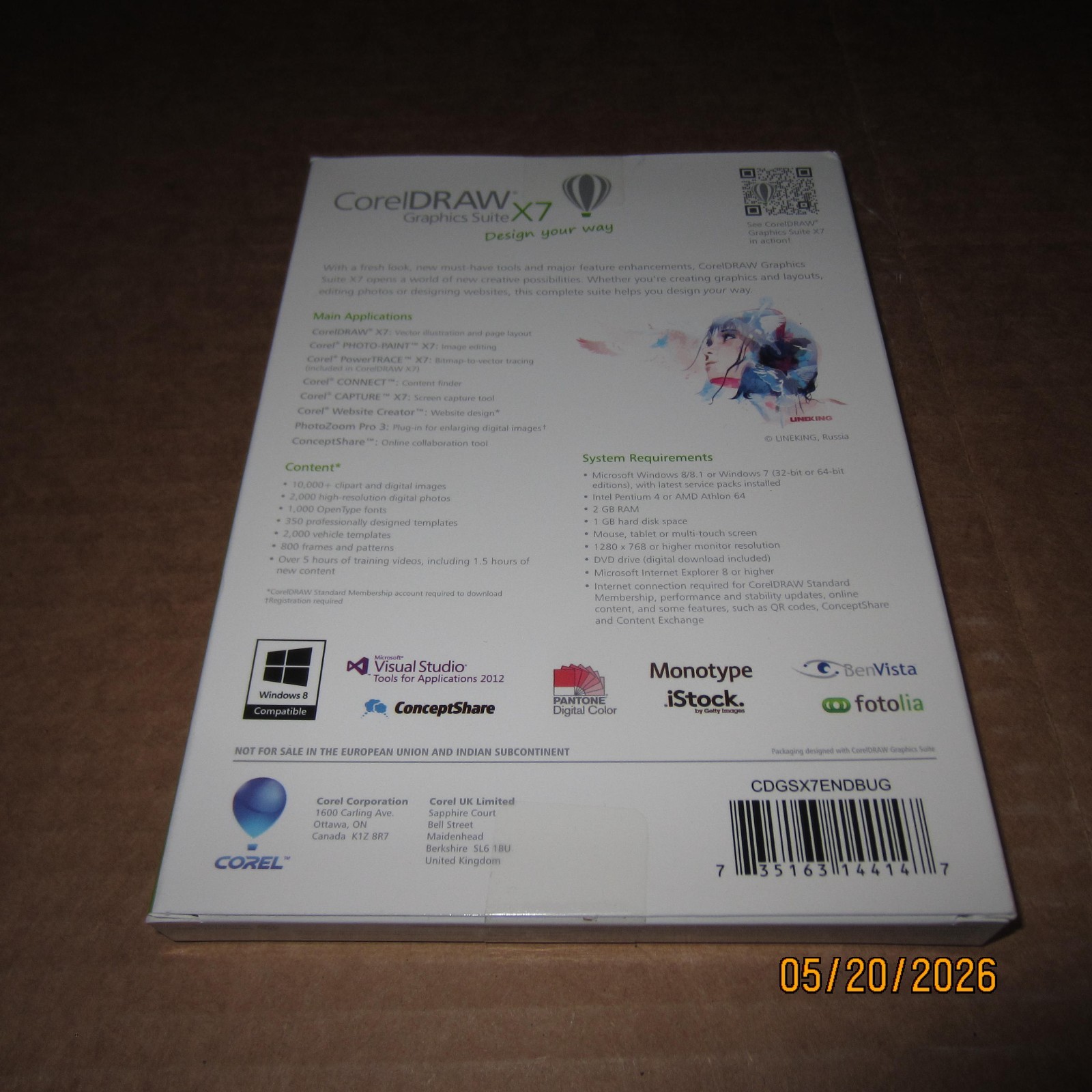 NEW CorelDRAW Graphics Suit X7 Upgrade Software Windows 8 Corel Graphic Design