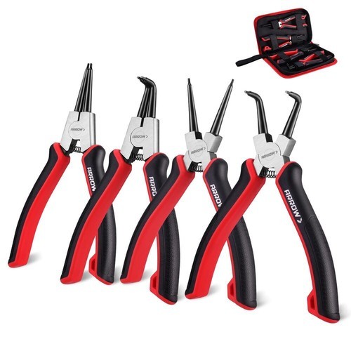 ARROW Snap Ring Pliers Set 4-Piece Heavy Duty 7" Internal/External Circlip Plier
