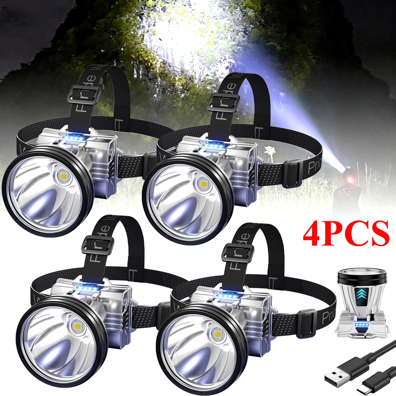 90000 Lumen Super Bright Rechargeable High Power Headlamp High Power Head Lamp
