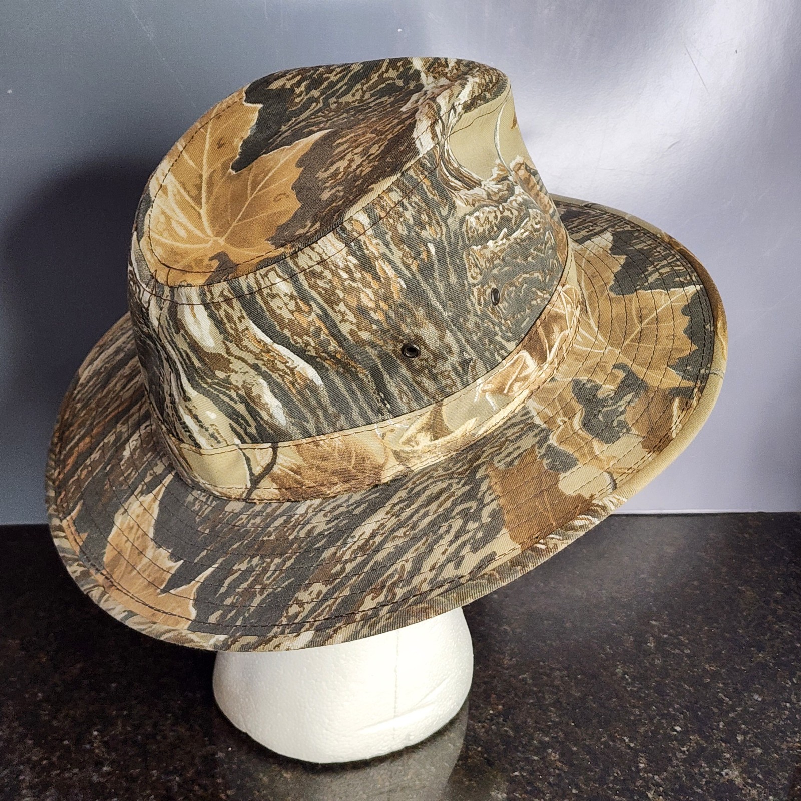 Vintage Realtree Advantage Camo Fedora Hat Safari Outback Hunting Mens Large USA