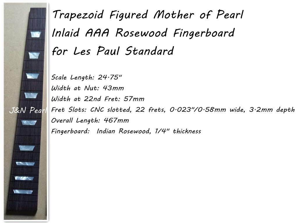 JNNPEARL 1pc Rosewood Fretboard Inlaid LP9pcs MOP for Les Paul Standard Guitar
