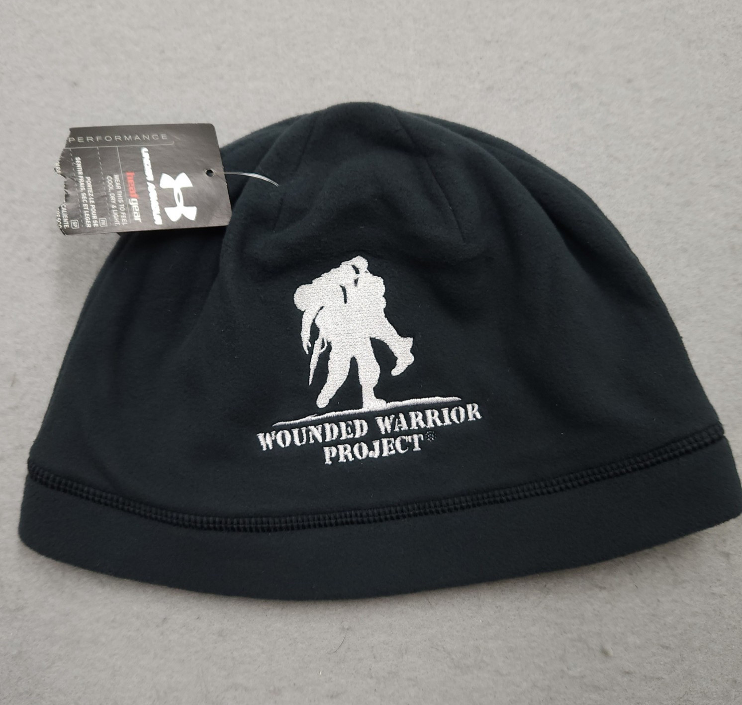 NEW Under Armour Beanie Hat Mens Wounded Warrior Project HeatGear Gray Fleece