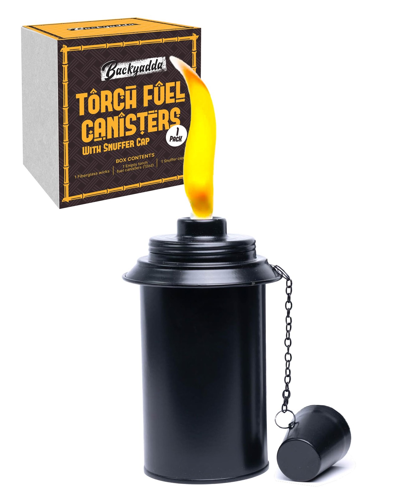 Backyadda Single Torch Replacement 1 Pack Standard Metal with Caps, Black