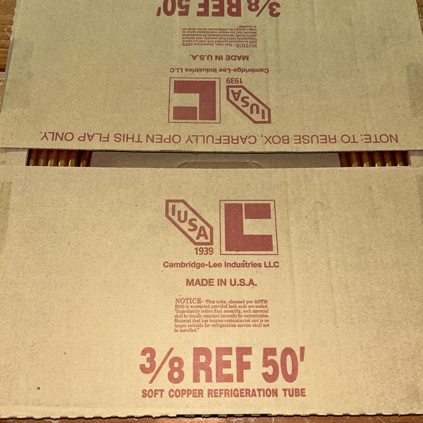 Cambridge-Lee Soft Copper Refrigeration Tube 3/8"x50’ Coil HVAC ACR Tubing USA