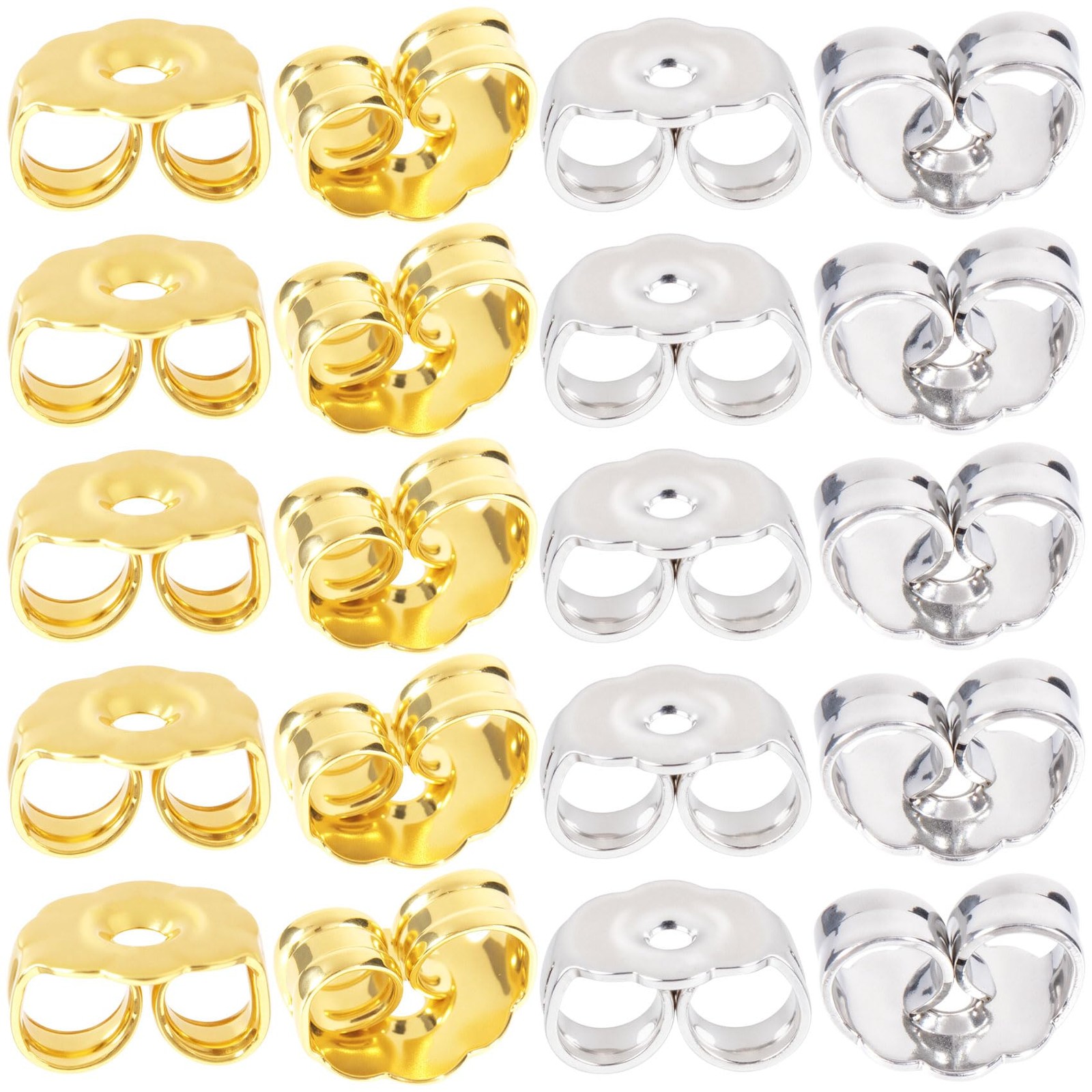20pcs Metal Earring Backs, 18K Gold  Silver Plated Locking Ear Ring Backs for...