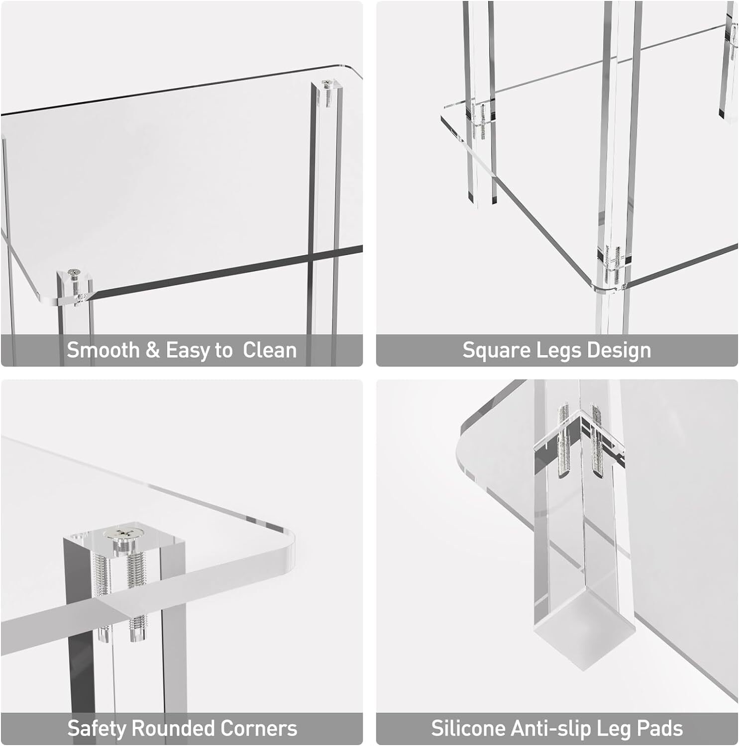 Eglaf Acrylic Small Side Table with Square Leg - 13.4'' L 1-Pack, Transparent