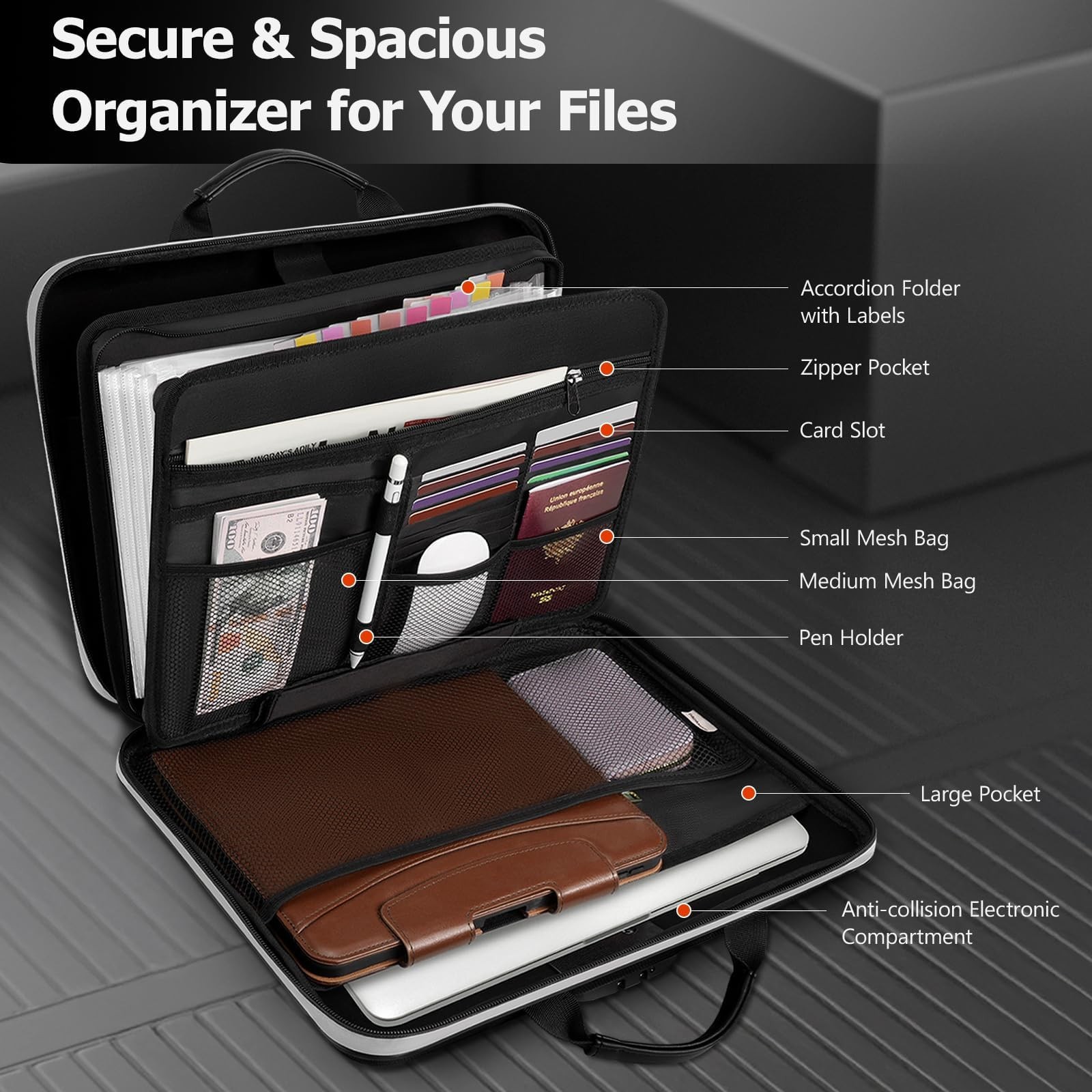 Dadanism 5200℉ Fireproof File Organizer with Combination Lock, Hard Shell Mul...