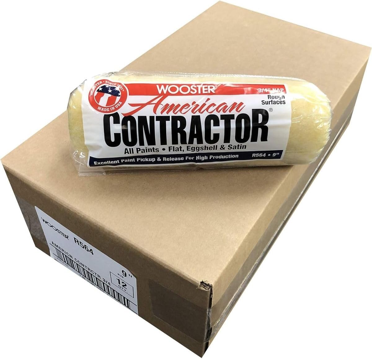 Brush R564 9 inch American Contractor 3/4 inch Nap Paint Roller - Pack of 12