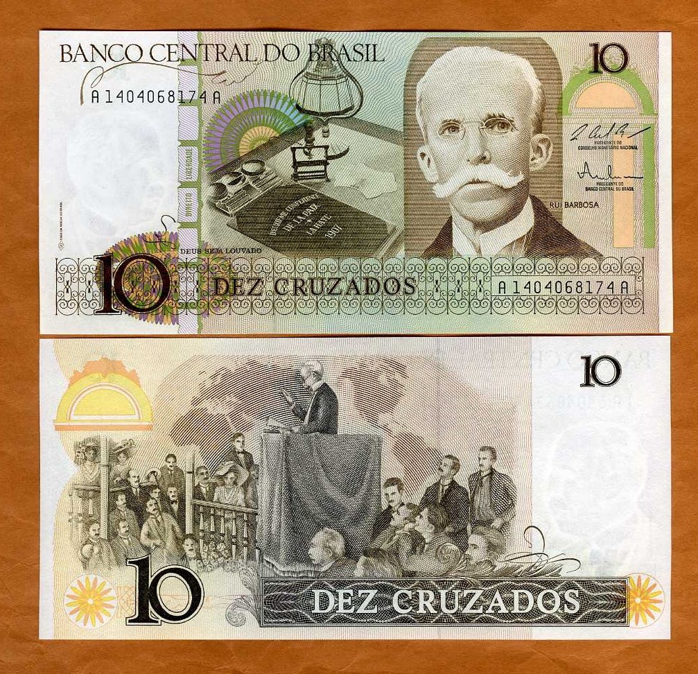 Brazil, 10 cruzados, ND (1986-1988), P-209, UNC