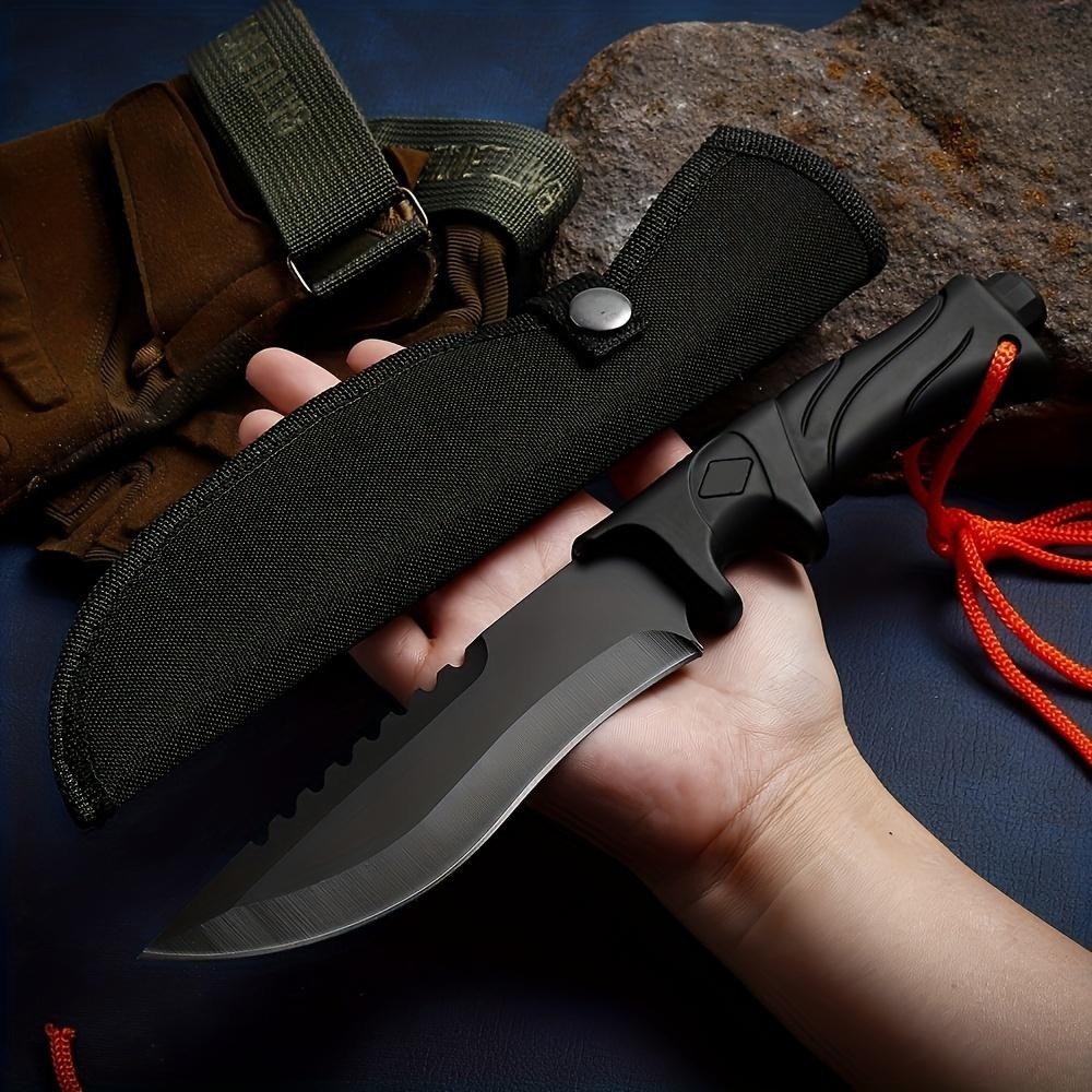 Outdoor Fixed Blade Survival Knife – Full Tang, Stonewashed, With Sheath