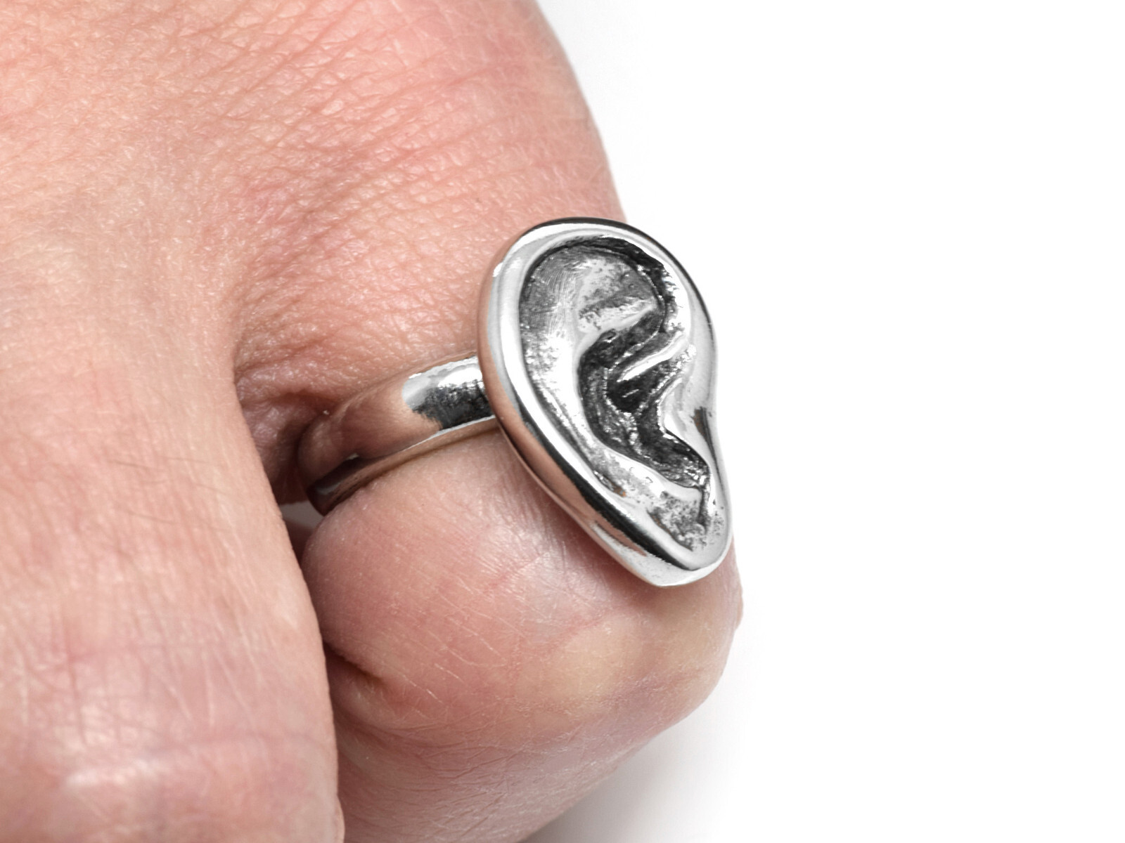 Ear Ring, Handmade Hearing Human Anatomy Jewelry in Pewter