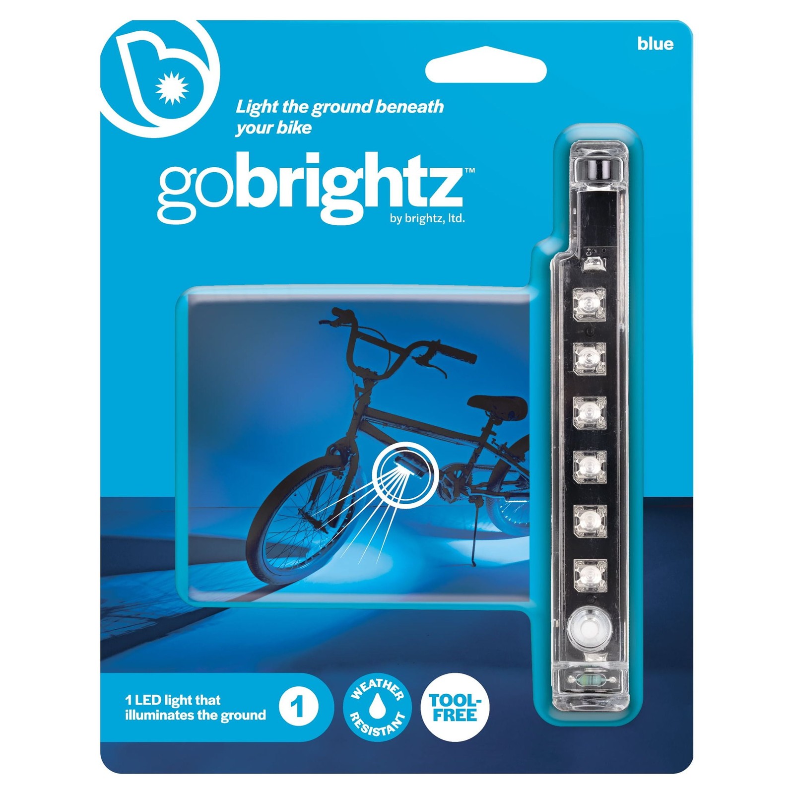 LED Bicycle Accessory Frame Light, Weather-Resistant,1 Count, Width 0.75 in,Blue