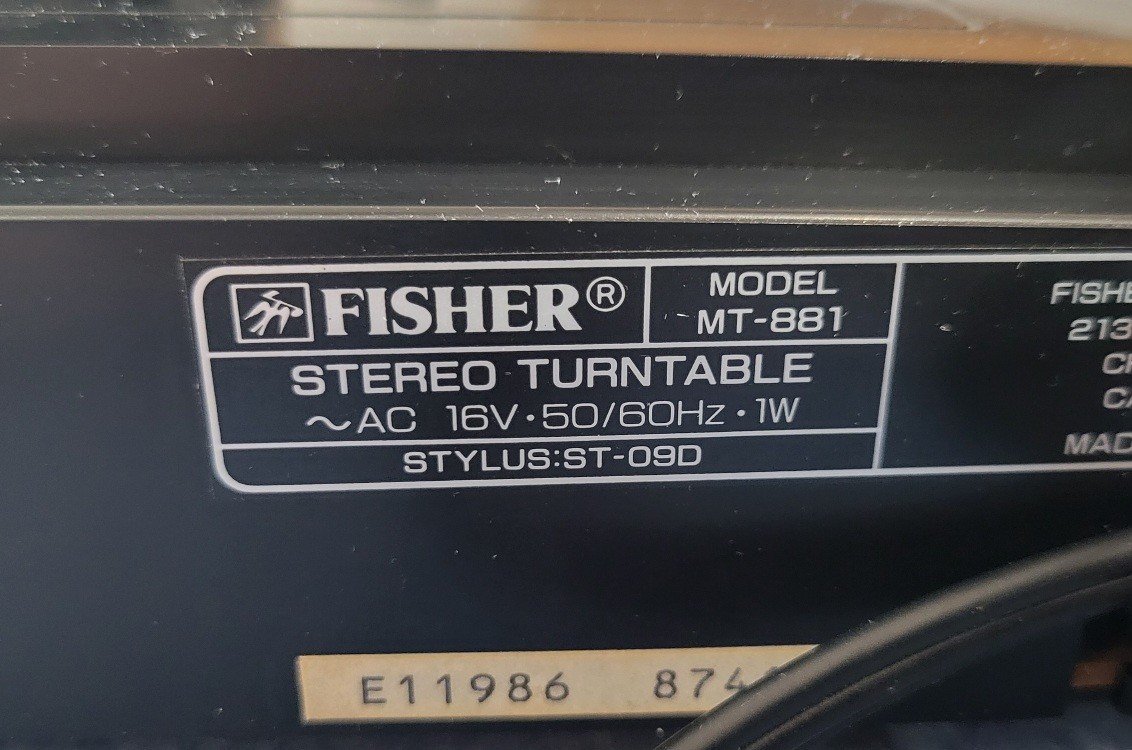 Fisher MT-881 Stereo Record Player **Untested** Needs Needle