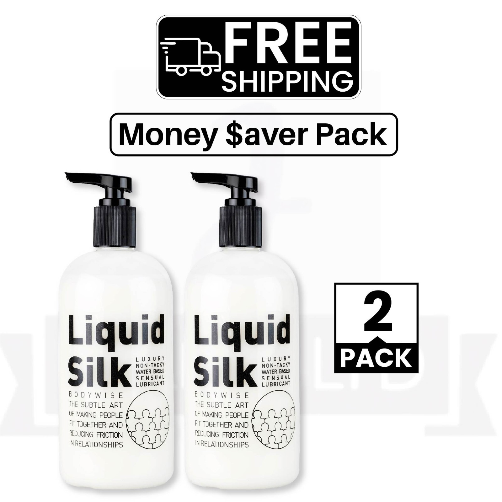 Liquid Silk Personal Water Based Lubricant Large Pump Bottle 500ml - PACK OF 2