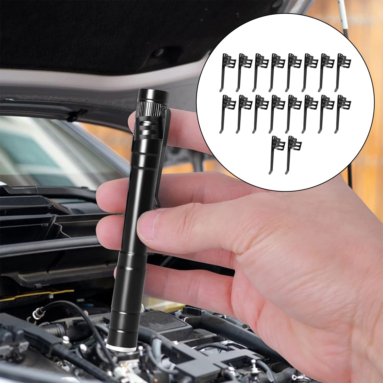 20 Pack Flashlight Clips Rust Resistant Steel Easy Attach for Pens and Lights