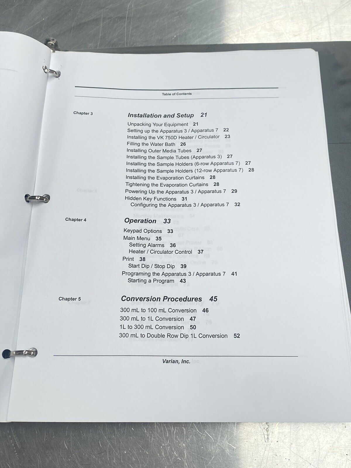 Varian Apparatus 3 / Apparatus 7 - Users Manual / Instructions Book