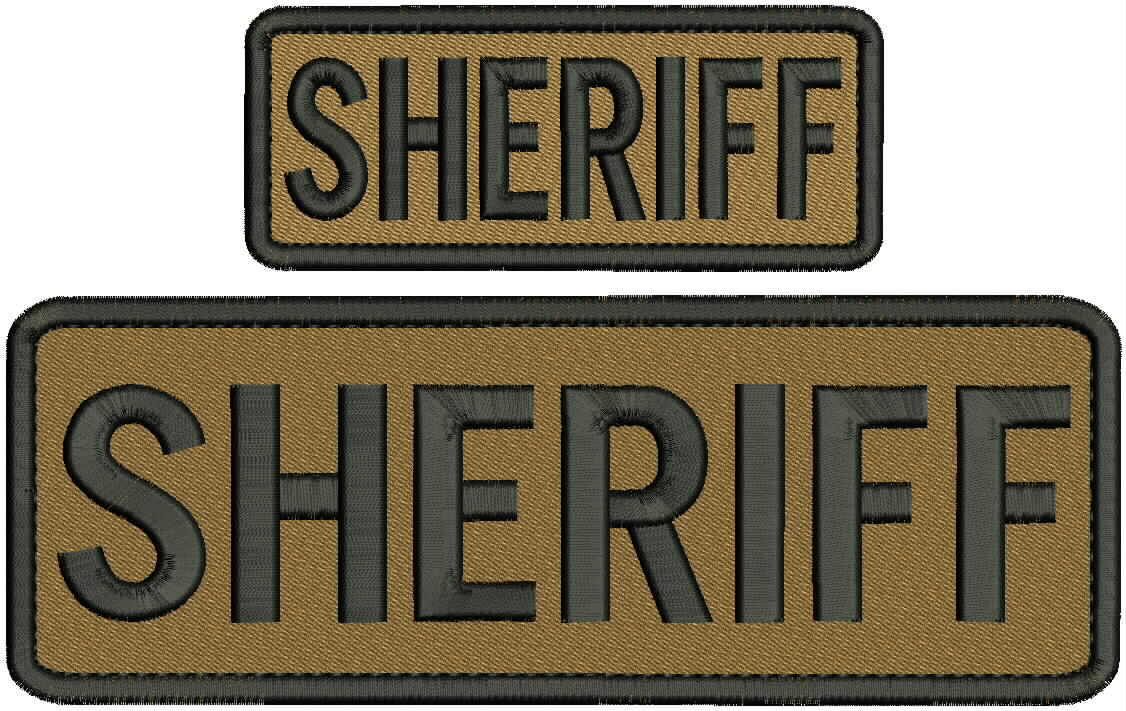 SHERIFF EMBROIDERY PATCH 3x9 and 2x5 inches Hook on back