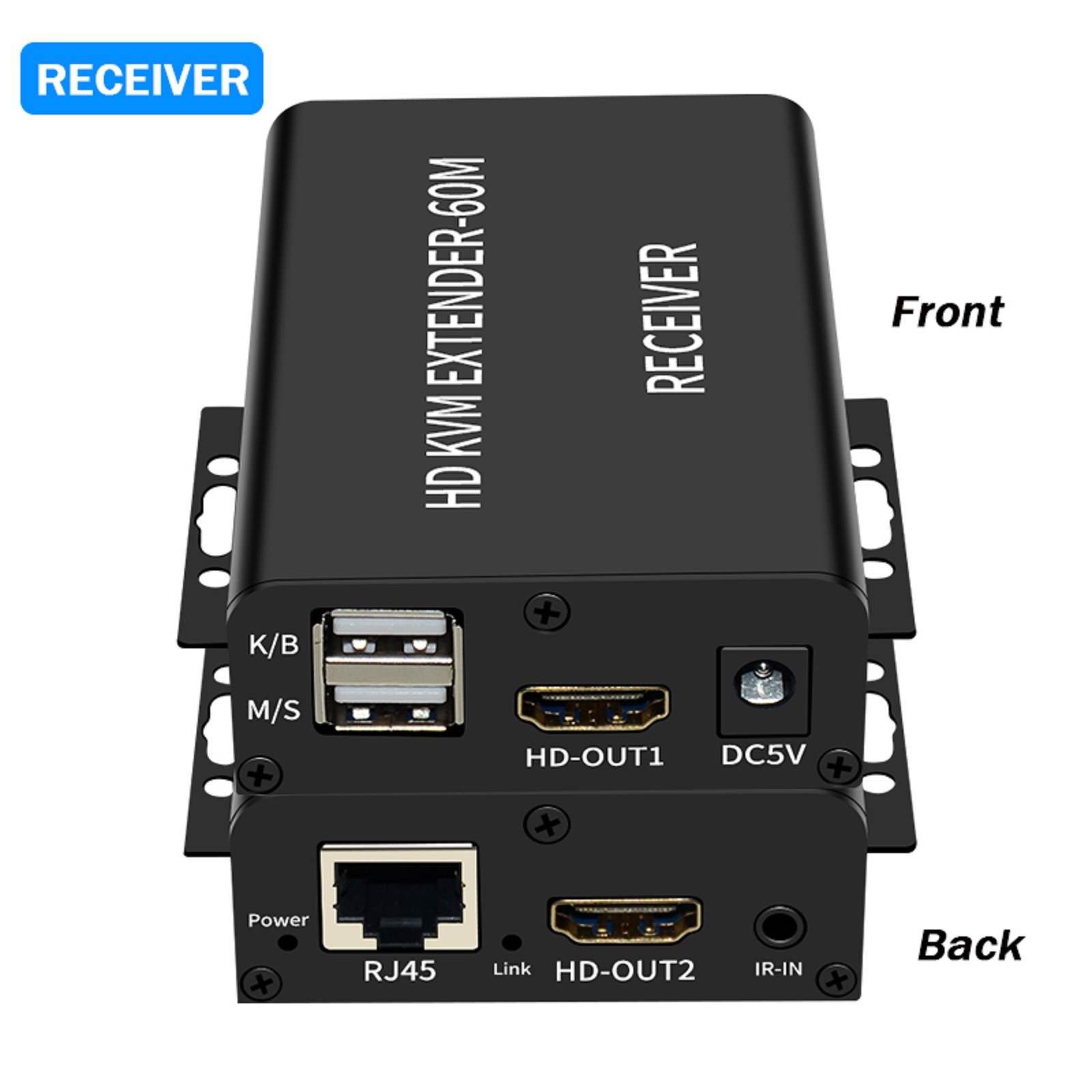 60M Video Extension Hub Adapter HDMI KVM USB-A RJ45 Lan Ethernet Extender