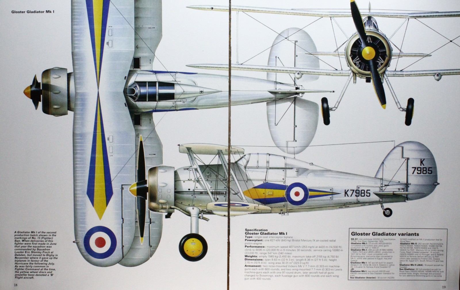 Gloster Gladiator Plane Picture Article Vtg Wall Art Aircraft Sheet Display