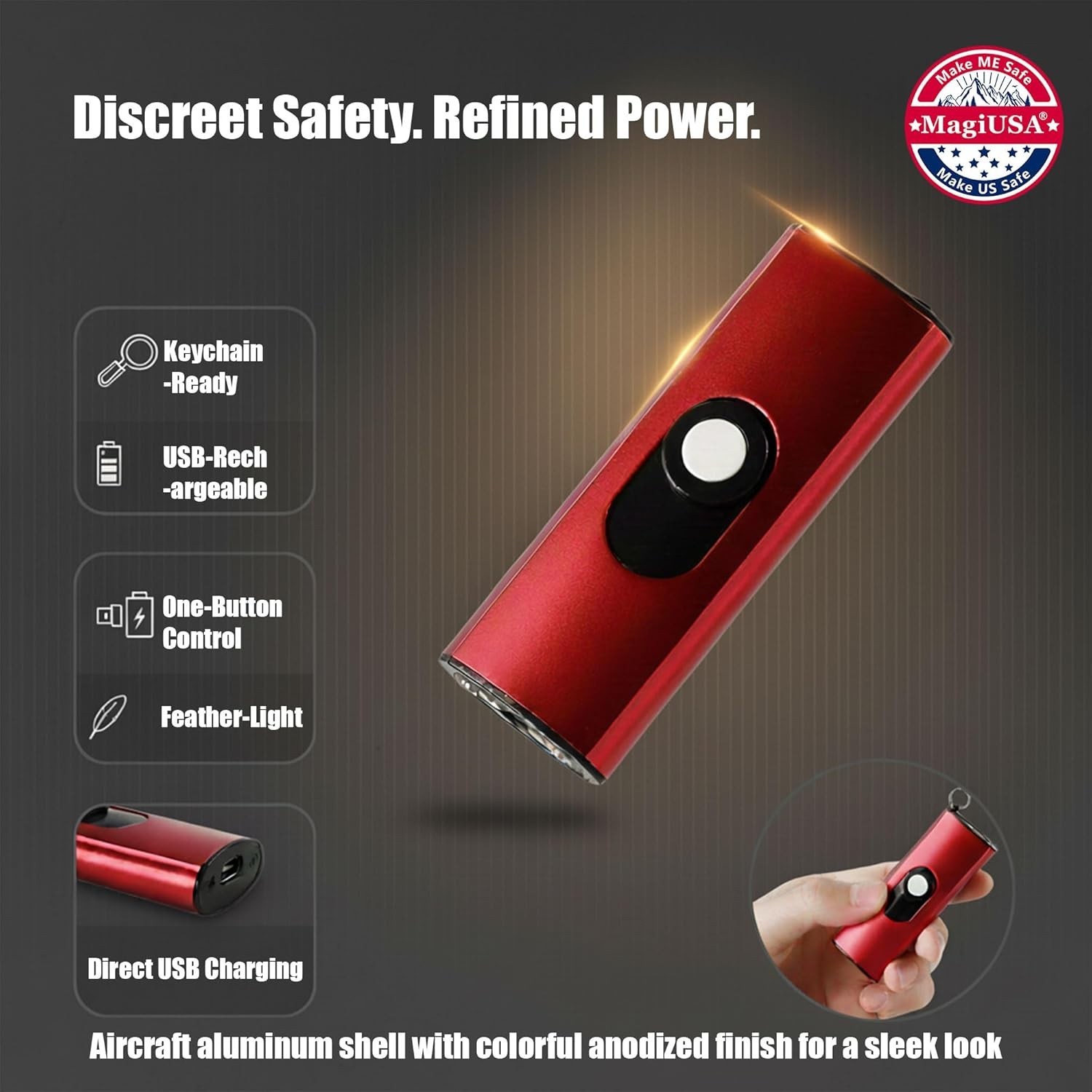 Women Self Defense Device USB Rechargeable Flashlight