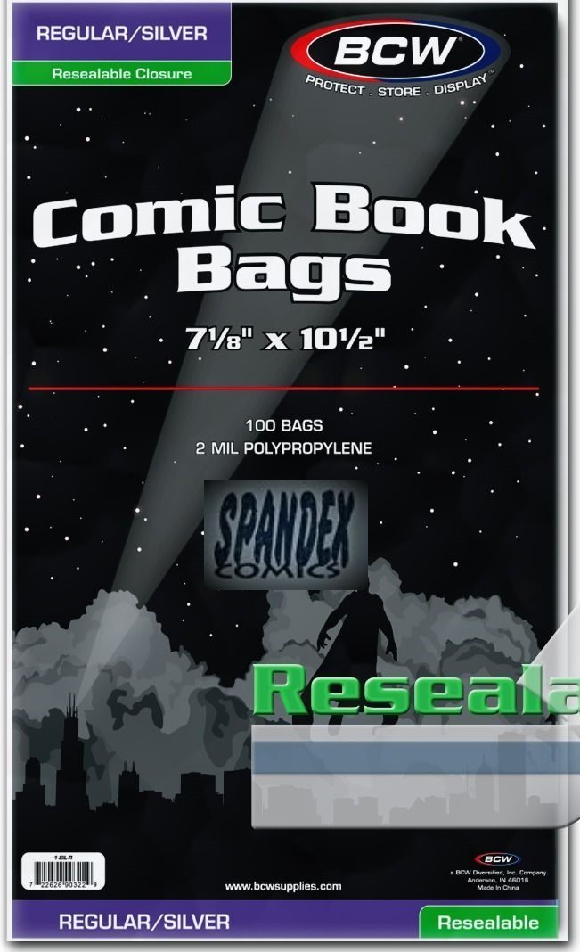 1000 - BCW Silver Resealable 2MIL Poly Comic Book Bags & Backing Boards