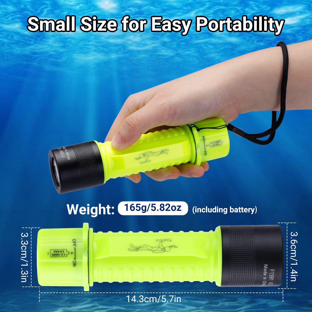 2PACK Professional Scuba Diving Flashlight Underwater 80ft Waterproof Dive Torch