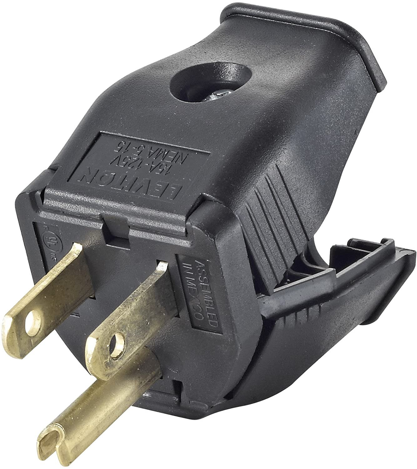 15 Amp 125-Volt Double Pole 3-Wire Grounding Plug Black