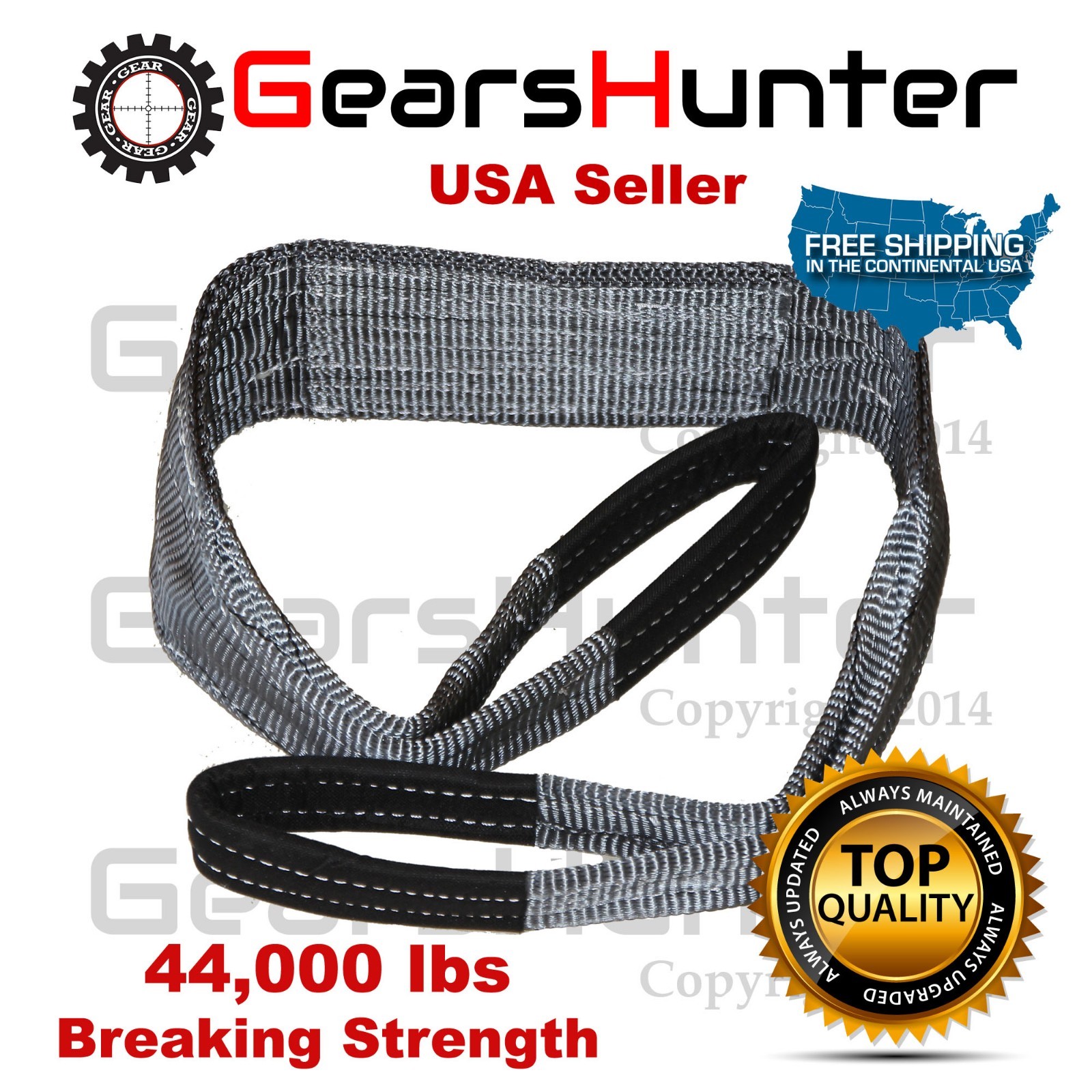 4" x 6' 2-Ply Nylon Web Sling Lift Tow Strap Heavy Duty 44000 LBS