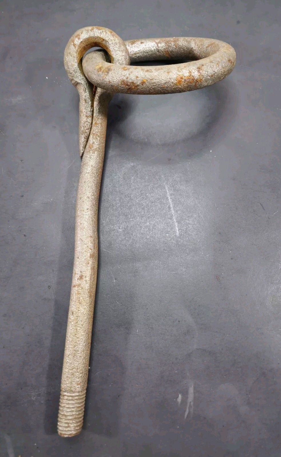 Antique Horse Hitching Post Stable Tie Tether Ring Anchor Threaded Bolt 15.5"L