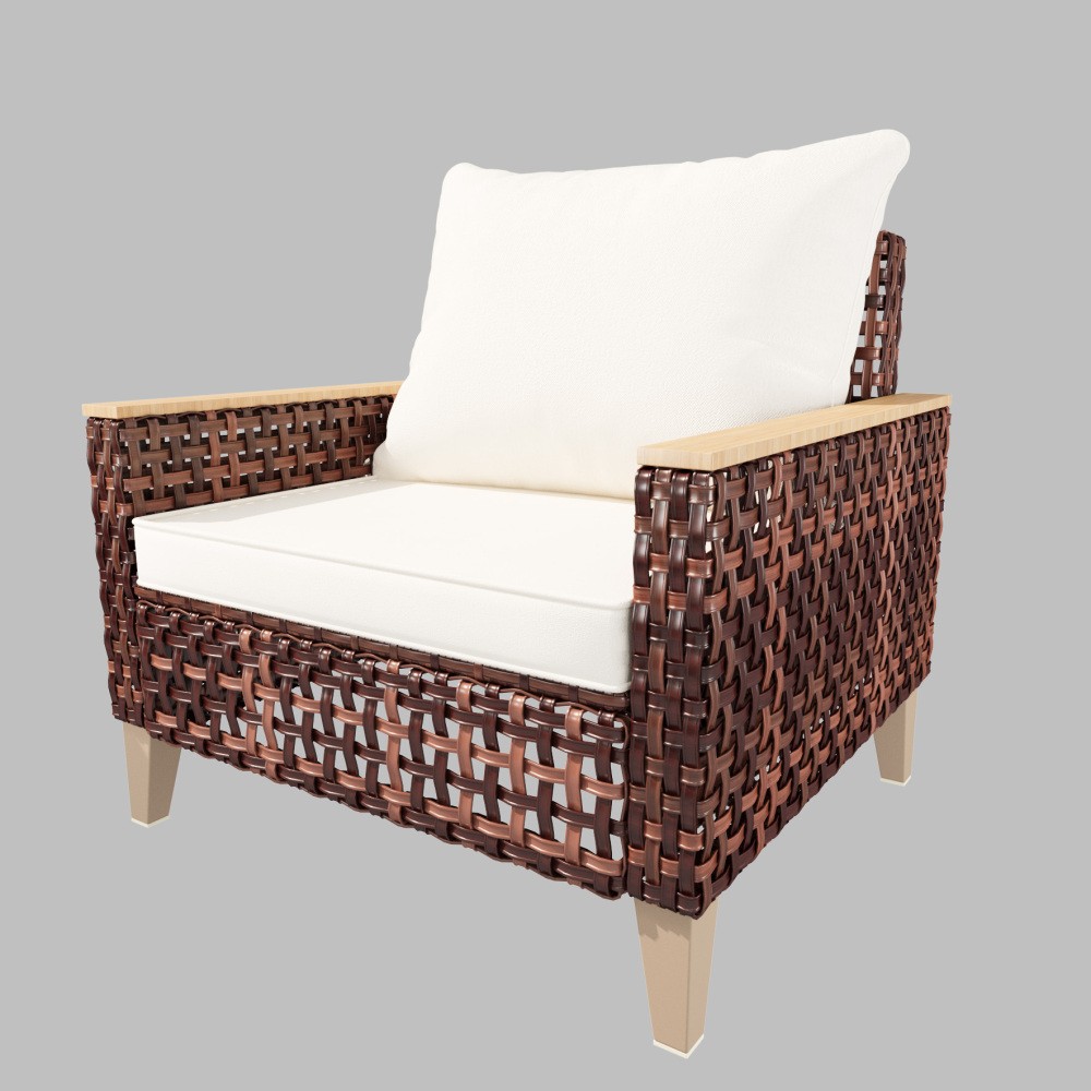 7-Piece Rattan Patio Furniture Set w/ 4" Cushions, White, Weather Resistant