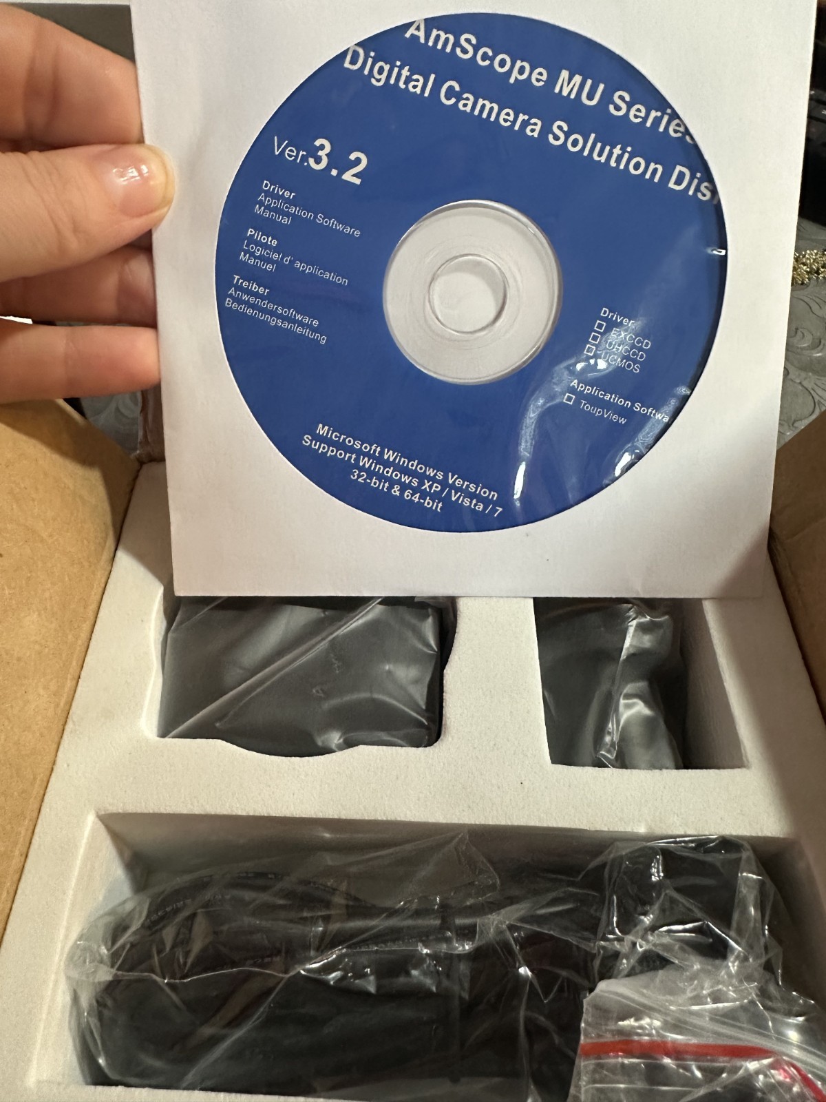 AmScope MU900 9MP USB 2.0 Microscope Camera | Open/Cut Box | Complete | Unused