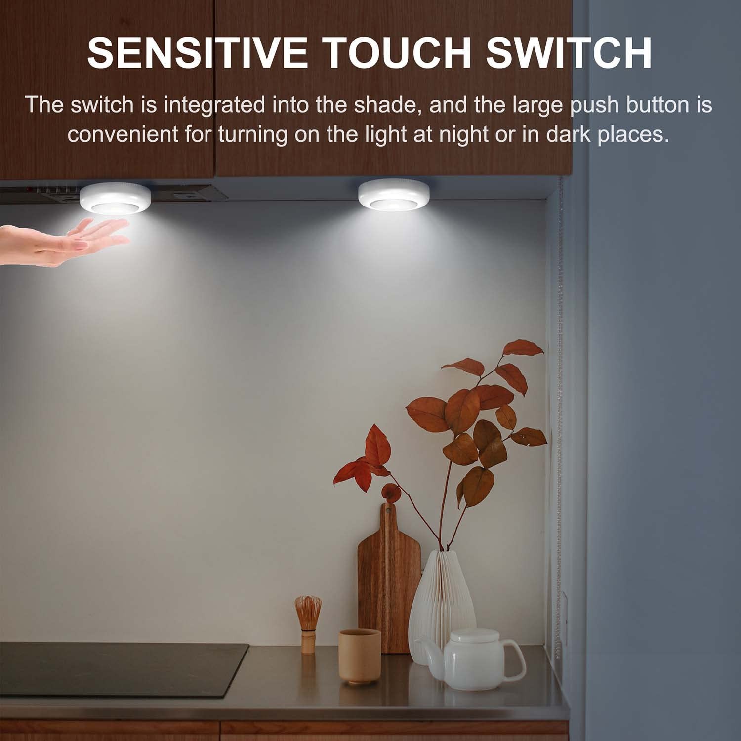 Tap Light 6 Pack Portable LED Puck Touch Night Lights - Battery Small, 6-Pack