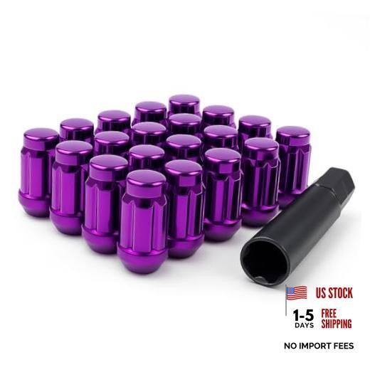 Spline Drive Small Diameter Acorn Lug Nut Kit with Key 12x1.5 20 Purple