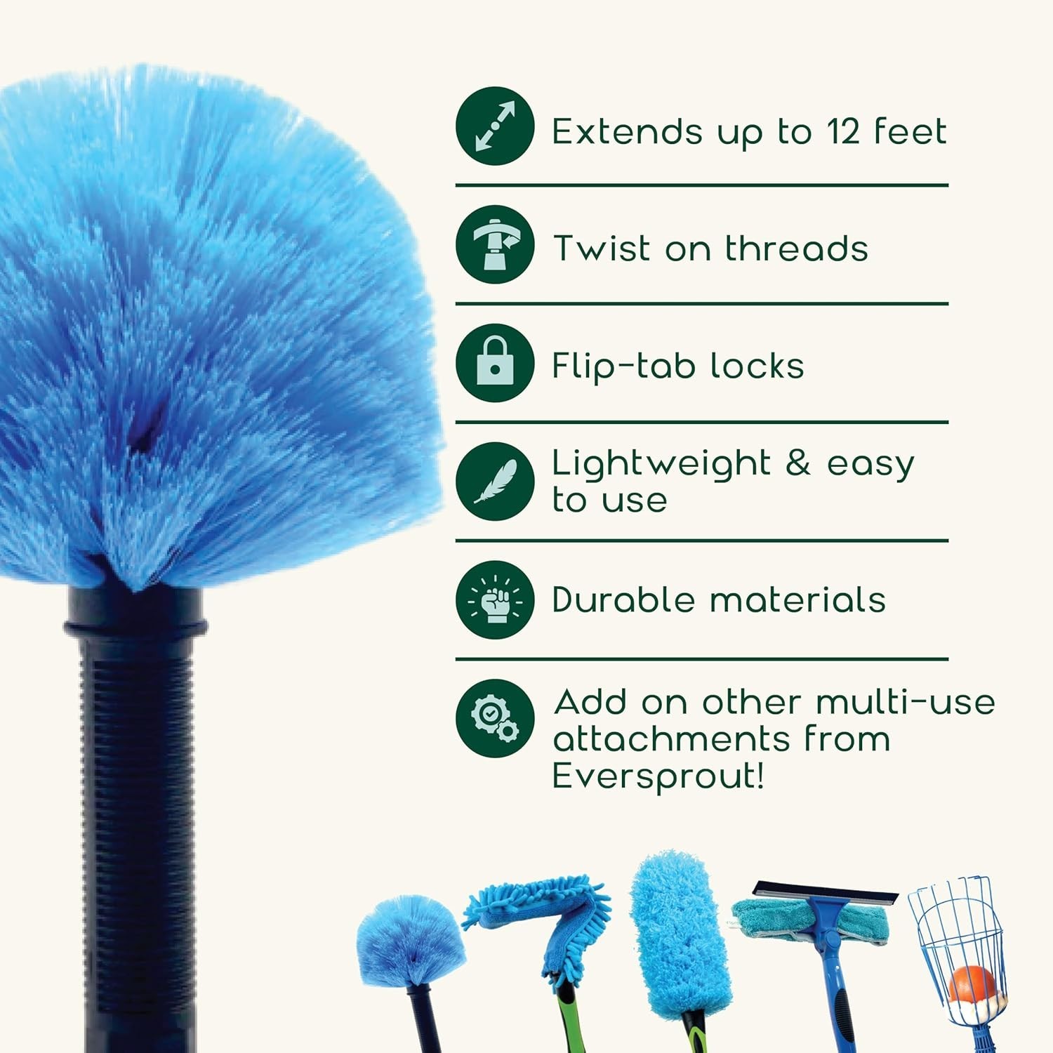 Durable Telescoping Cobweb Duster – Effortlessly Clean High Ceilings & Corners