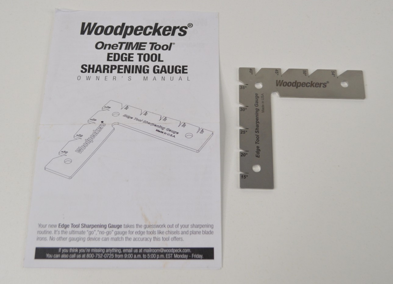 Woodpeckers OneTime Edge Tool Sharpening Gauge w/ Manual NEVER USED