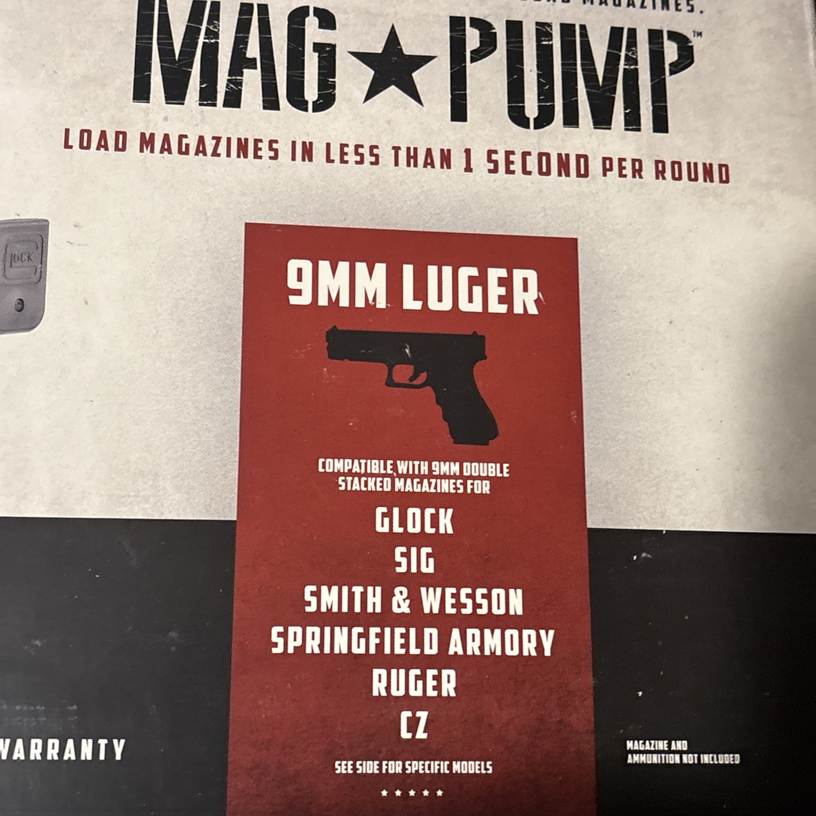 Magpump 9mm Magazine Loader Loads Most Double Stack Pistol Magazines MP-9MM