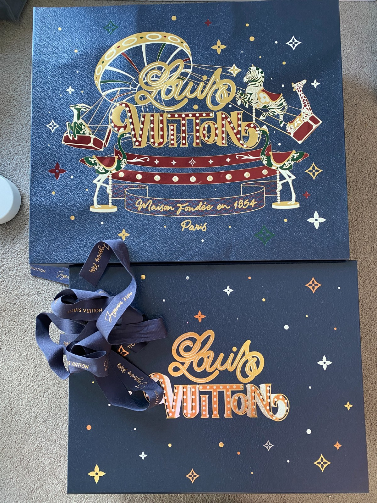 Authentic Louis Vuitton Large Gift Box With Shopping Bag Luxury Empty Packaging