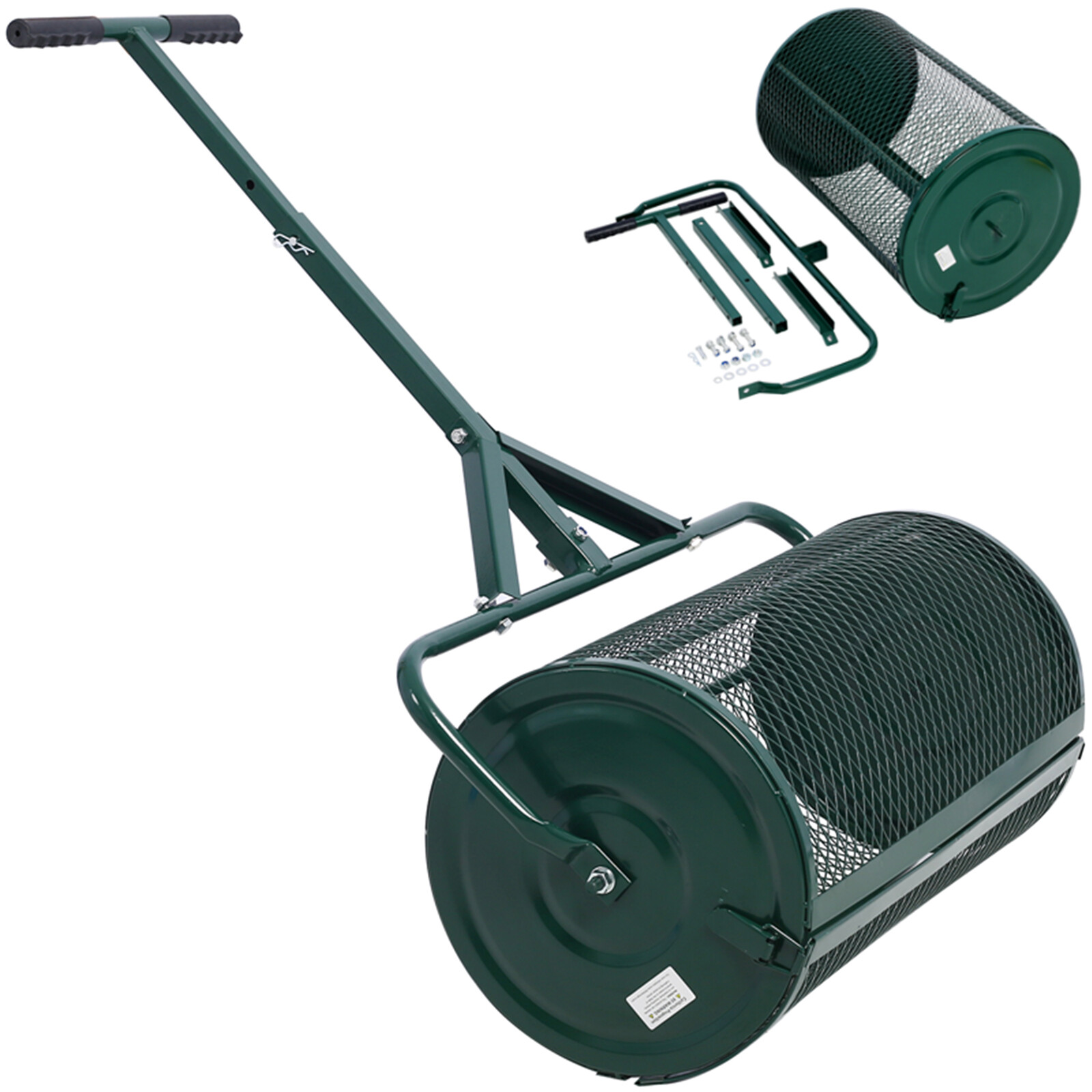 24 Inch Lawn Garden Manure Spreader Steel Mesh Basket Push Spreader for Planting