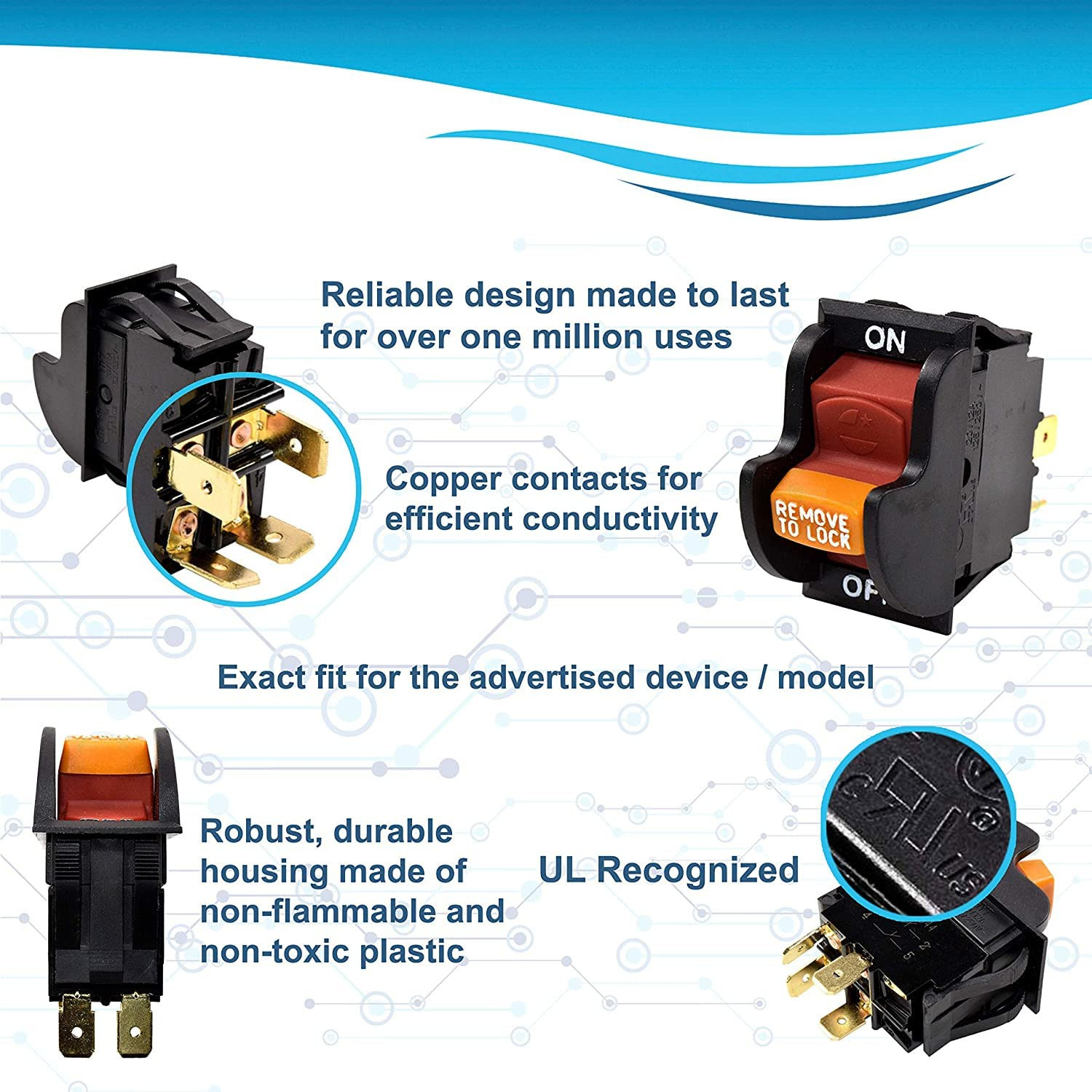 On-Off Toggle Switch Works with Dewalt, Rockwell, Hitachi, Reliant, Performax, D