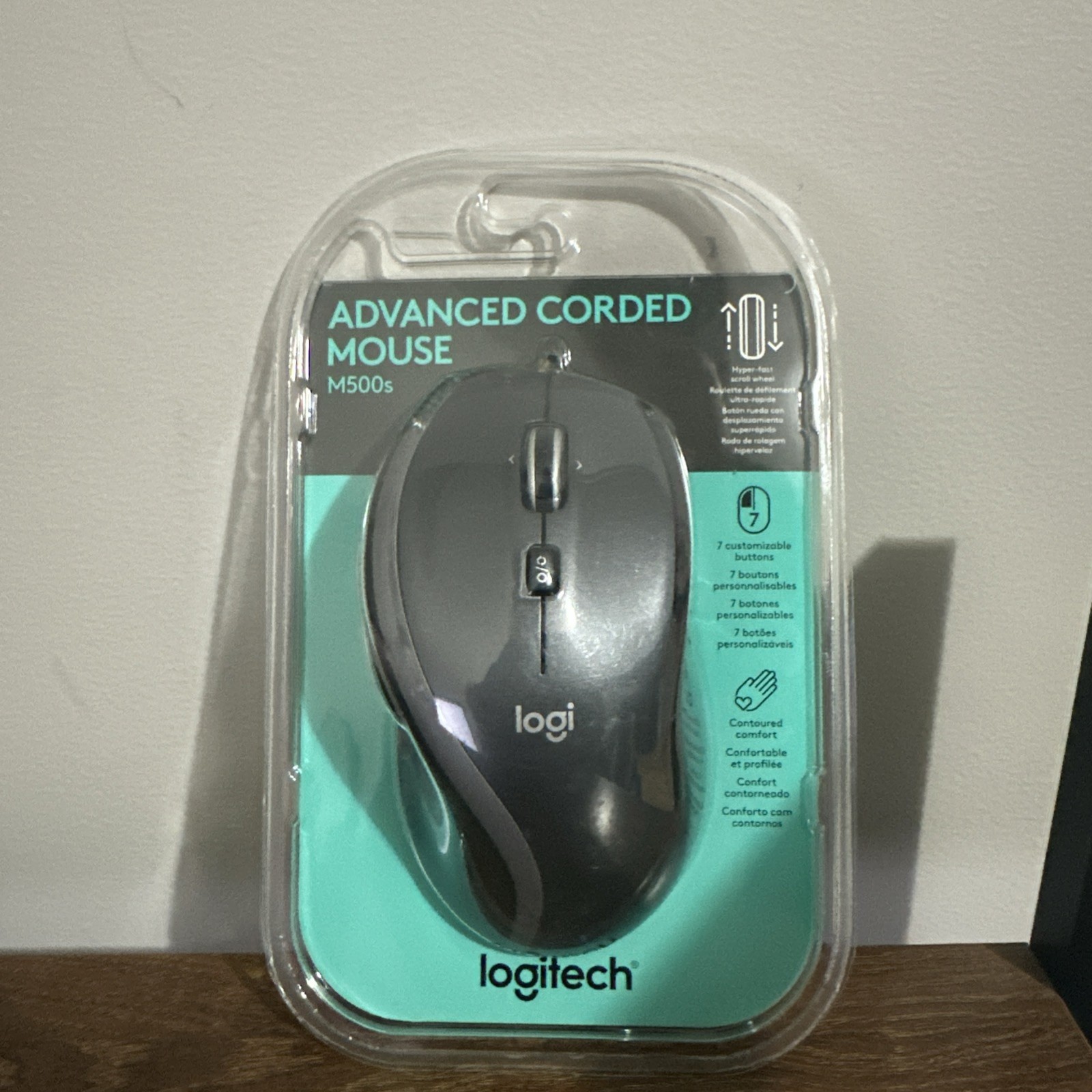 SEALED Logitech M500s Wired USB Optical Mouse 7-Button 4000 DPI Black