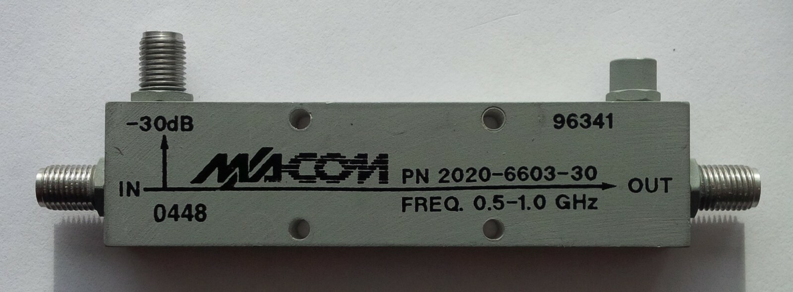 M/A-COM 2020-6603-30 Directional Coupler 30dB 0.5-1.0GHz SMA **USED**