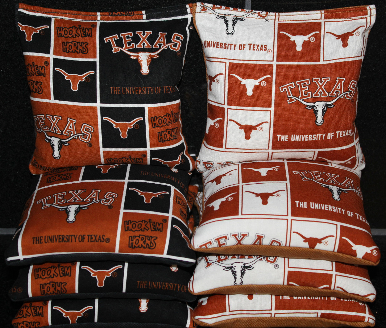 8 Cornhole Bean Bags w UNIVERSITY OF TEXAS LONGHORNS UT Fabric ACA Regulation