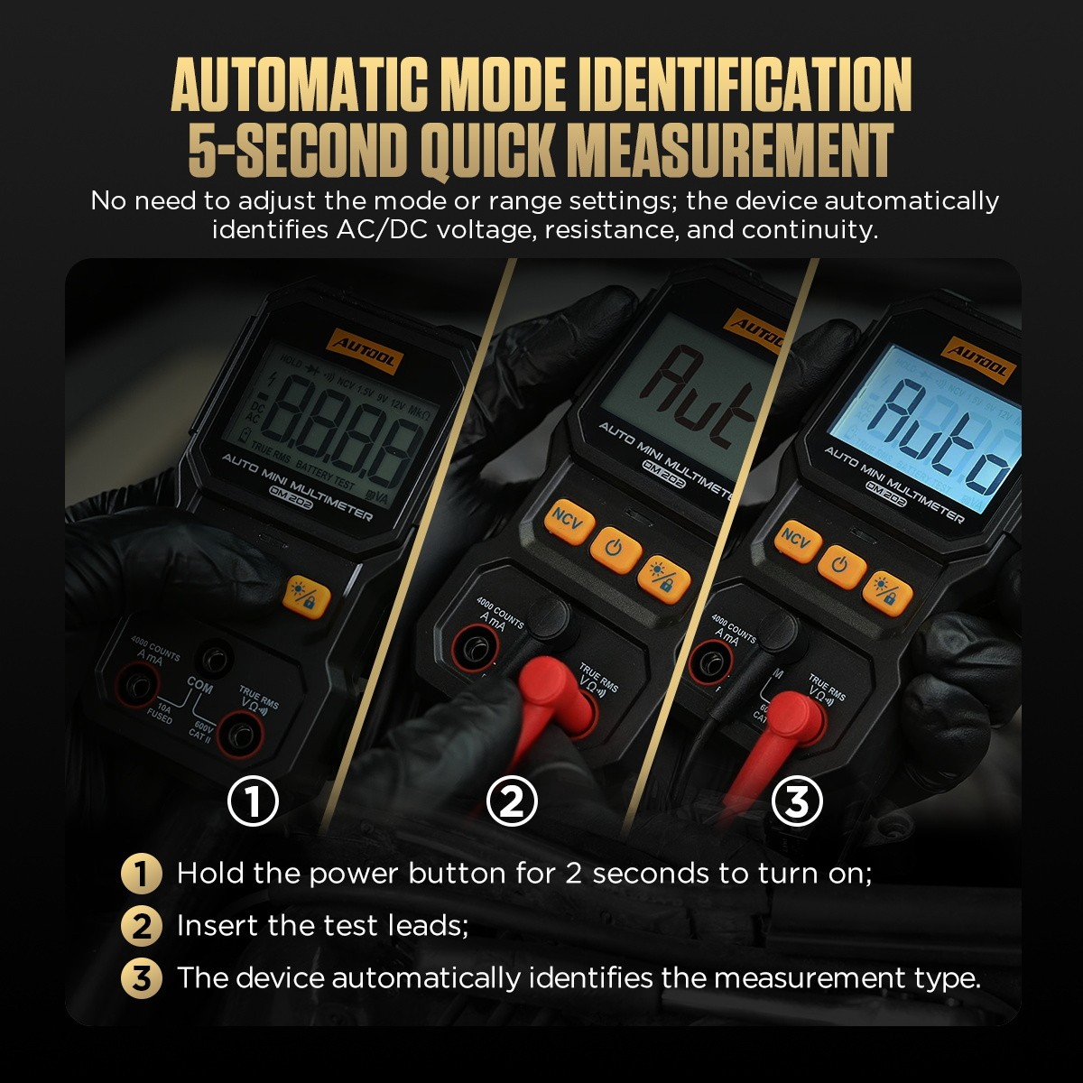 Auto Mini Digital Multimeter True RMS NCV Non-Contact Voltage Tester Auto Range