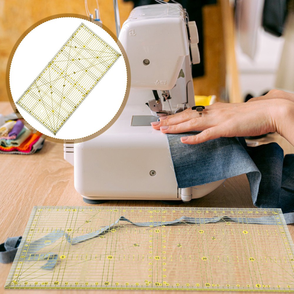 Patchwork Ruler for Quilting Projects with Non Slip Double Color Grid Lines