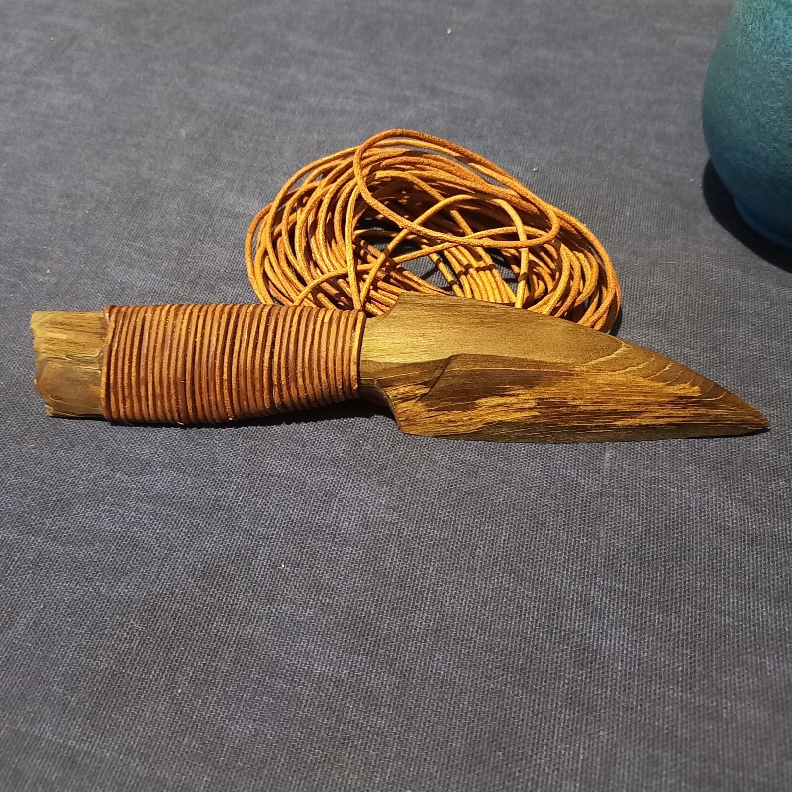 Ritual petrified wood spear knife athame dagger handmade in pagan style